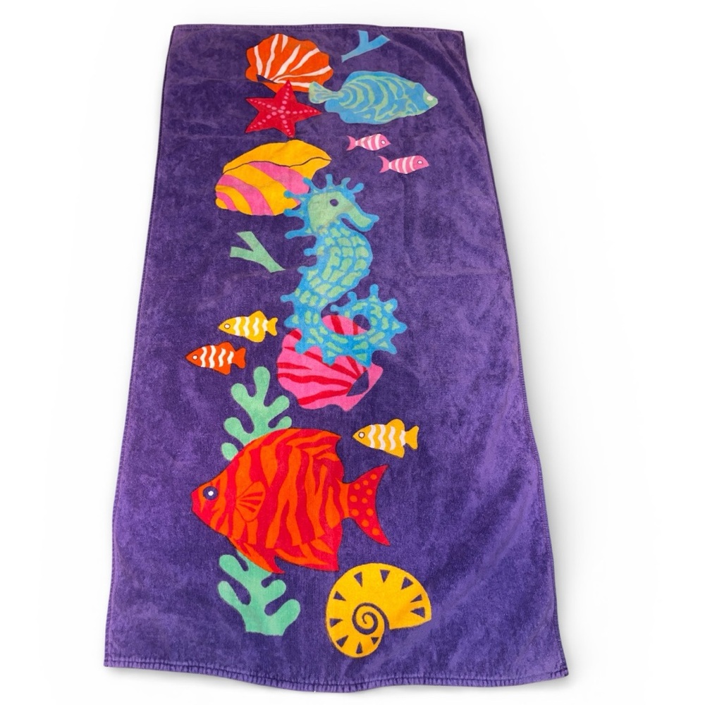Leshner- Vtg 70’s beach towel 100% cotton made in Israel